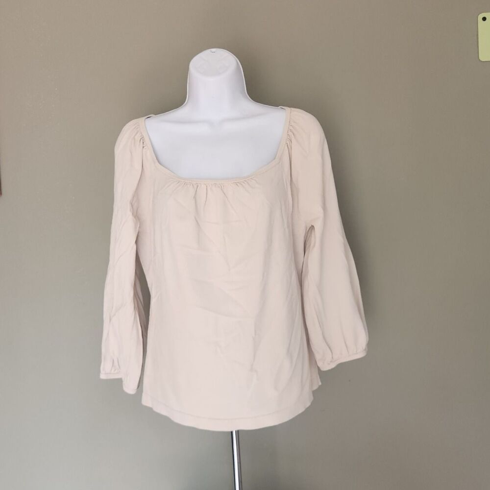 Loft 3/4 Sleeve Cream Peasant Blouse, Large